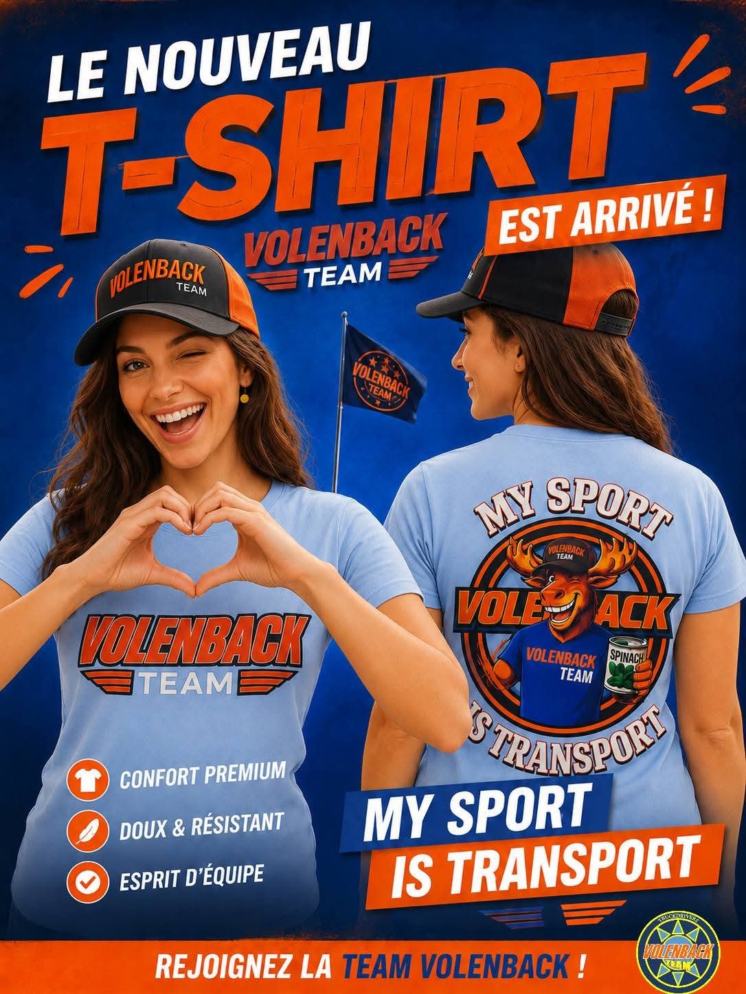 😊 !!! NOUVEAU !!! 😊 T-SHIRT VOLENBACK TEAM Femme taille S
