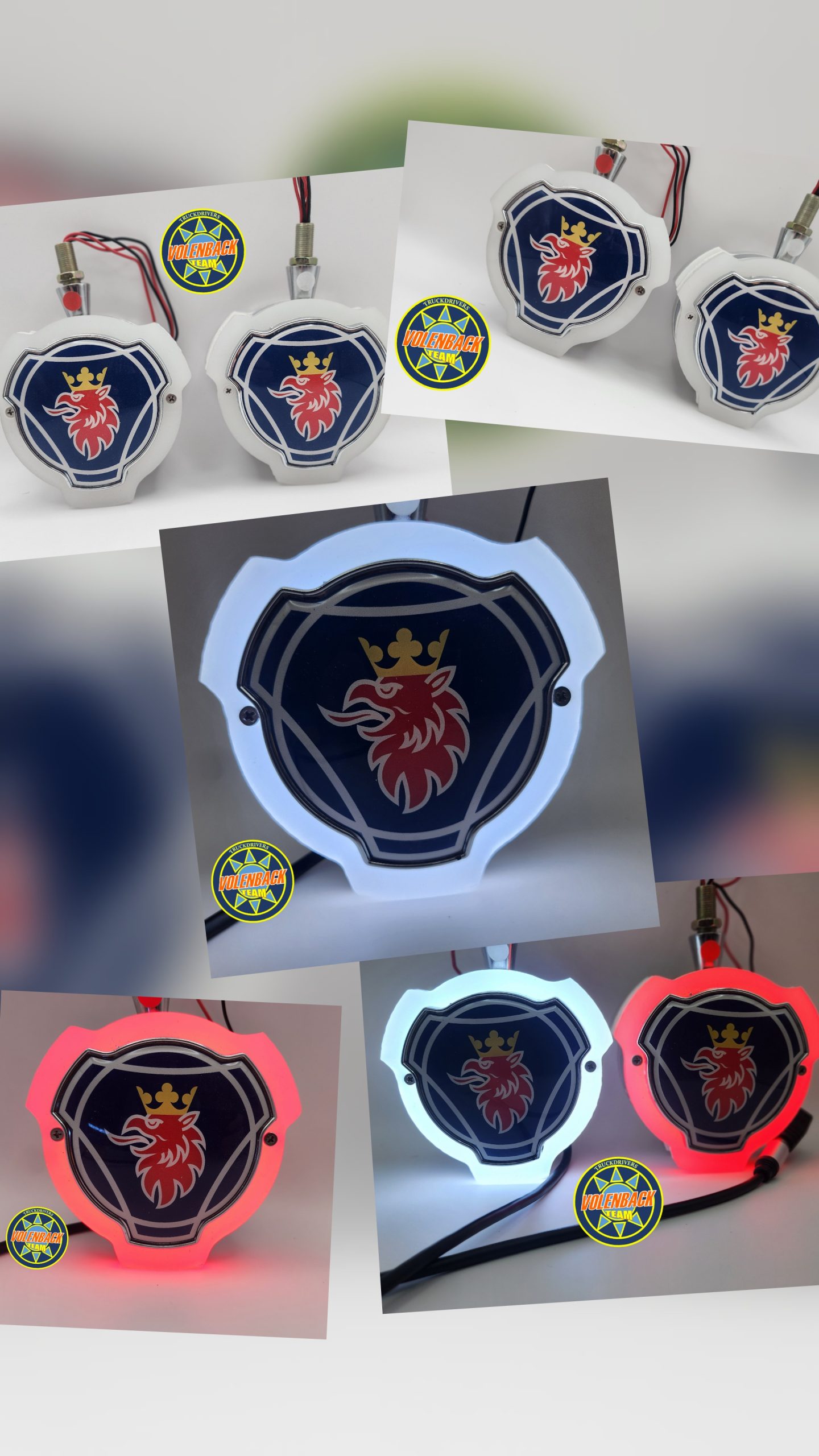 lampes décoratives rétroviseurs SCANIA BLANC-ROUGE LED