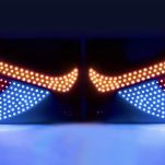 YEUX DU DIABLE LUMINEUX (rouge-orange-BLEU)