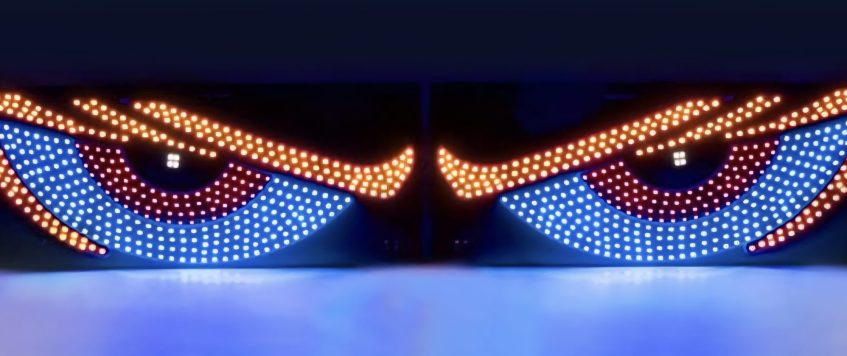 YEUX DU DIABLE LUMINEUX (rouge-orange-BLEU)